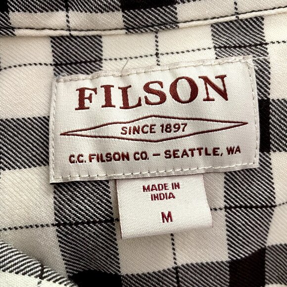 Filson Shirt Womens Medium Brown Cream Plaid Check Long Sleeve Button Up Casual - Picture 7 of 8